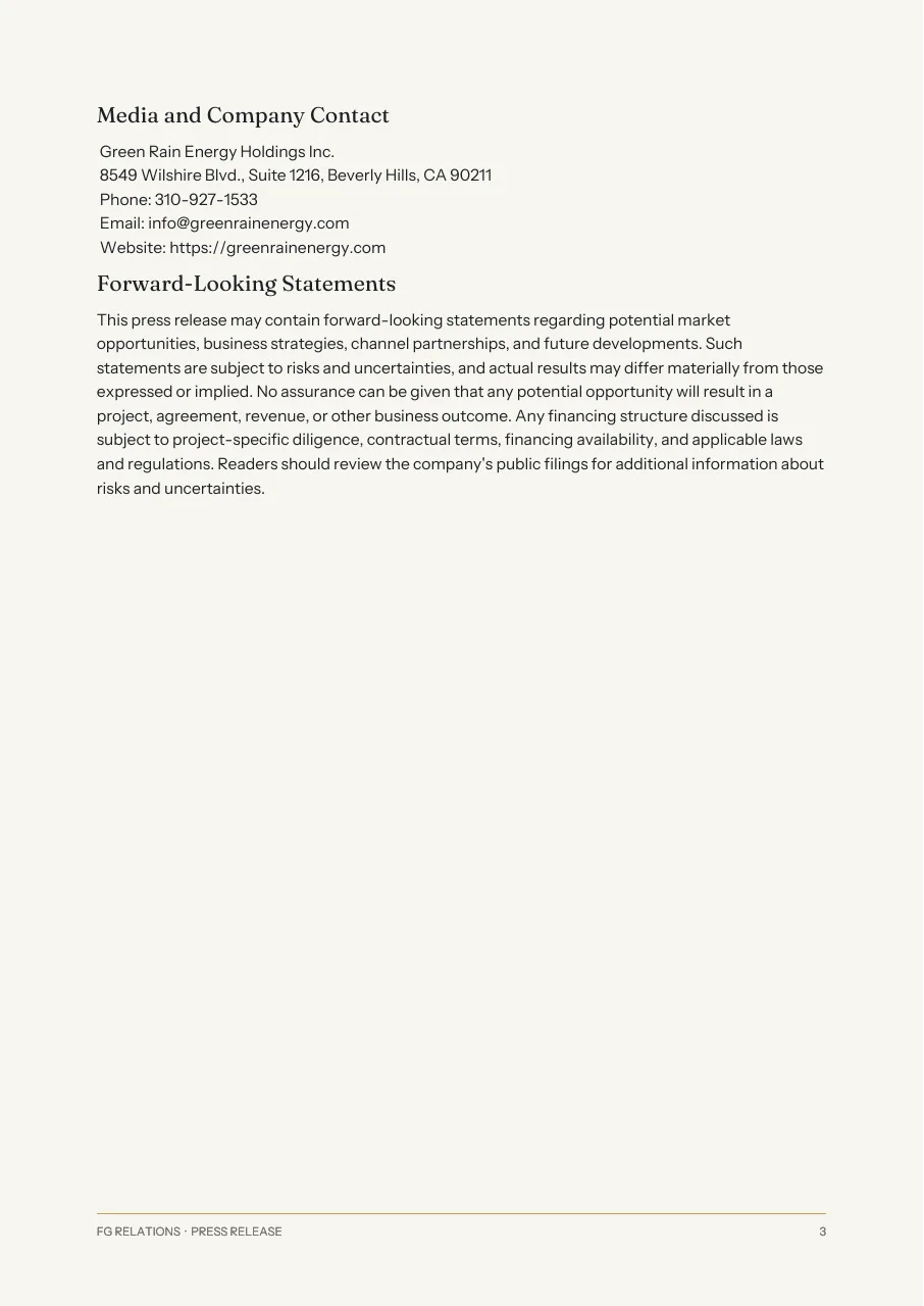 Green Rain Highlights Commercial Energy Opportunities Through Channel Partnership With MES Mechanical Energy Solutions, page 3